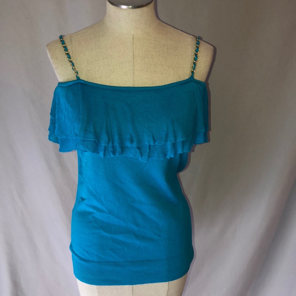 Teal ruffled tank top